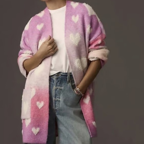 FRANCESCA’S Anthropologie Halley Hearts Open Cardigan - Picture 9 of 10